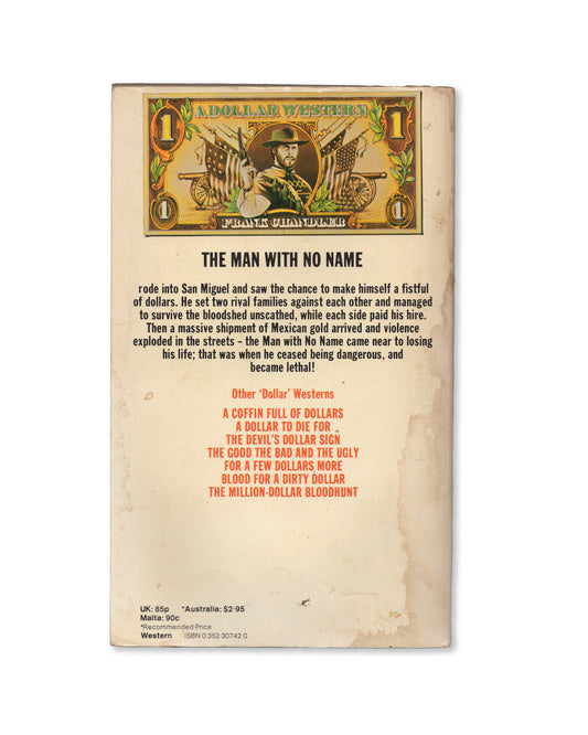 Vintage book cover with a cowboy illustration and text on a white background