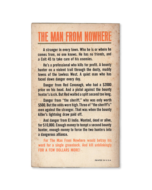 A scan of the back Book Cover of For a Few Dollars More