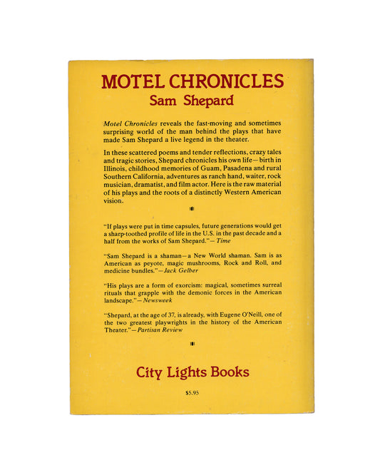 Motel Chronicles by Sam Shepard