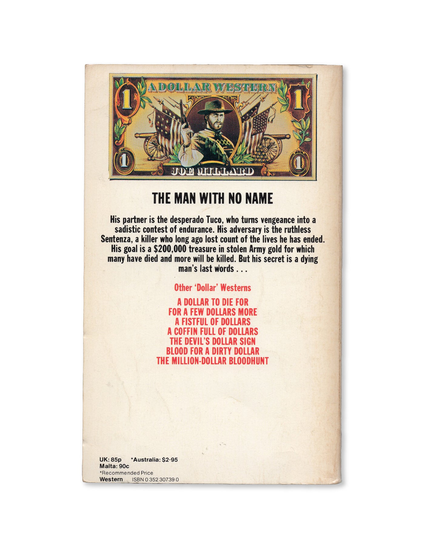 Vintage-style book cover with text and a dollar bill design on a white background