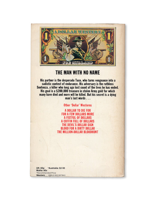 Vintage-style book cover with text and a dollar bill design on a white background