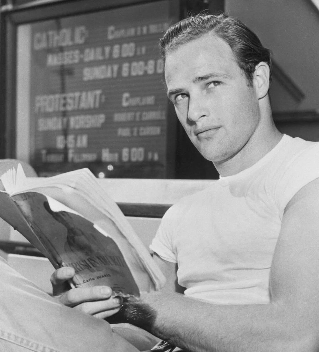 Marlon Brando Reading a Book