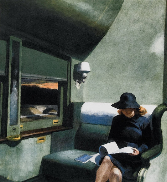 Edward Hopper Painting of someone reading on a train