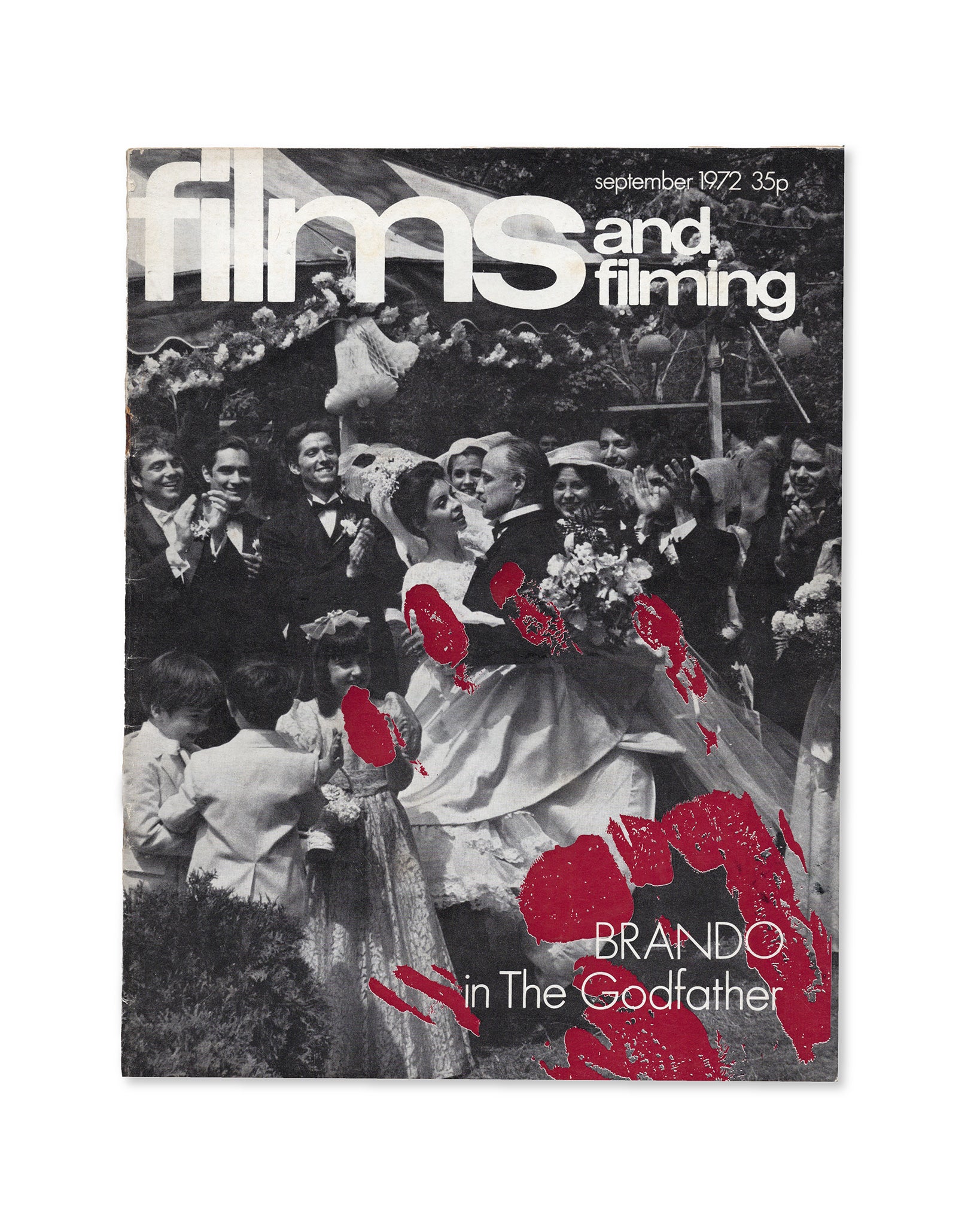Magazine cover featuring a wedding scene with text about 'The Godfather' and 'Brando'.