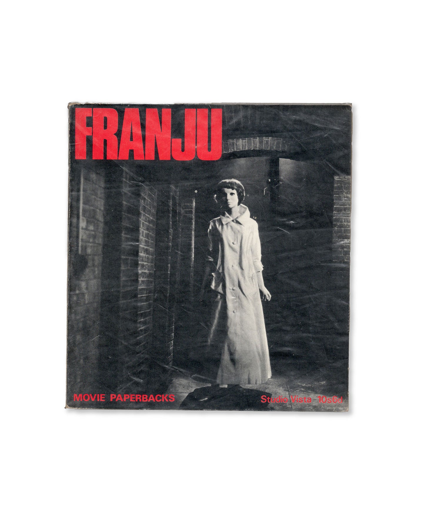 Book cover with a still taken from the film 'Eyes Without a Face' and red text reading the title 'FRANJU'.