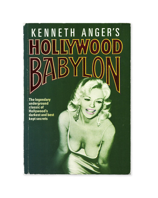 Book cover of 'Hollywood Babylon' by Kenneth Anger featuring a photo of Jayne Mansfield.