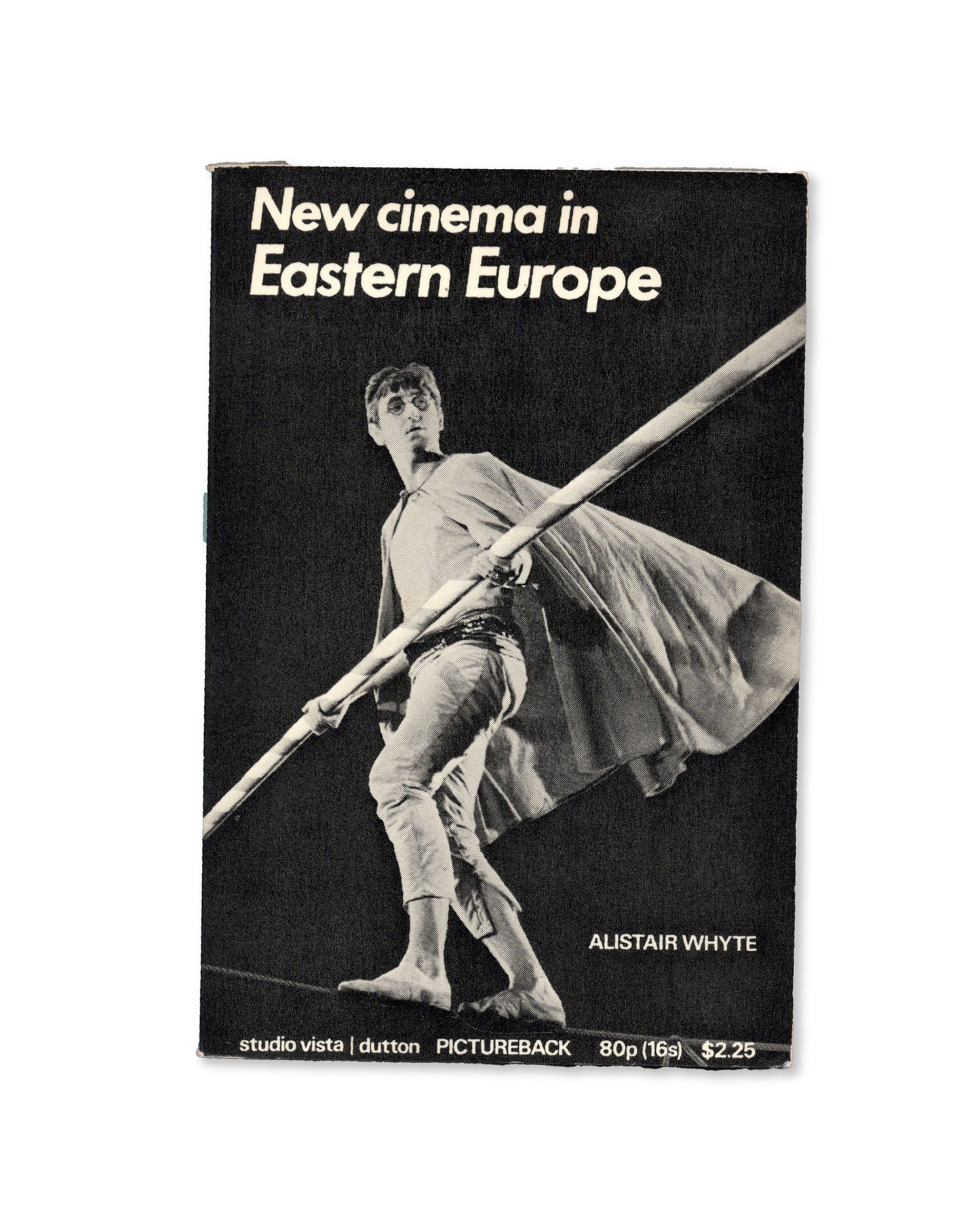 Cover of the book 'New Cinema in Eastern Europe' featuring a black and white photo of a person with a propeller hat, indicative of the era's film industry.