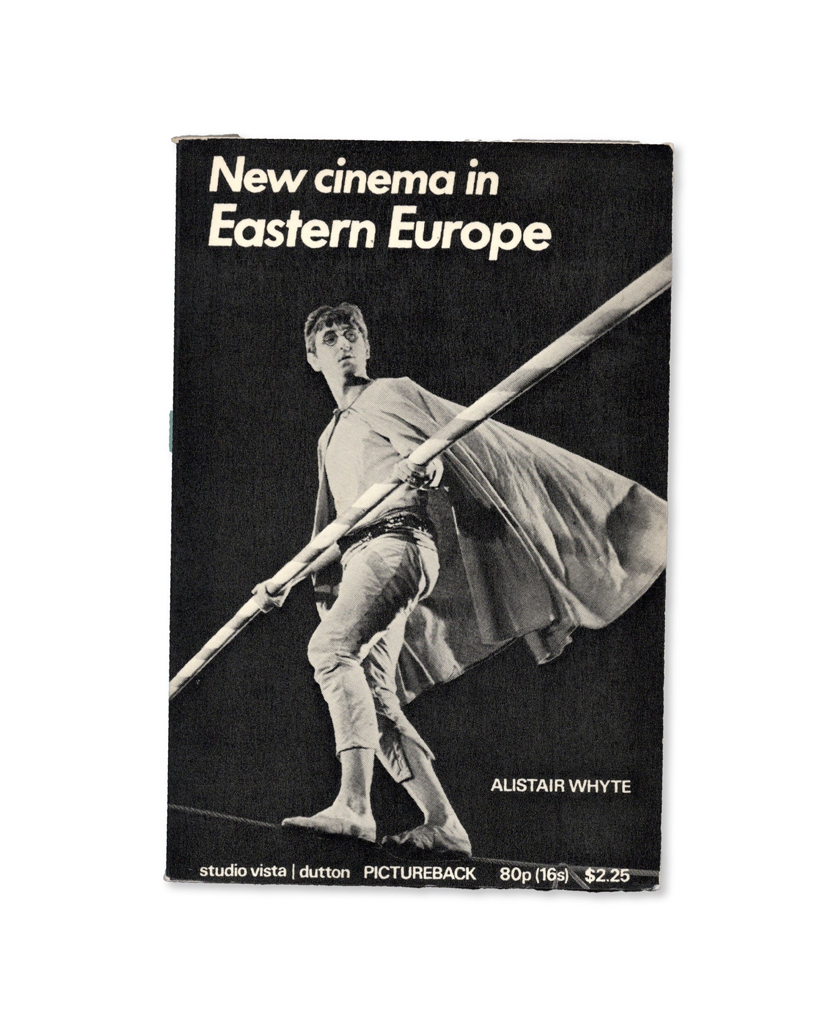 Cover of the book 'New Cinema in Eastern Europe' featuring a black and white photo of a person with a propeller hat, indicative of the era's film industry.