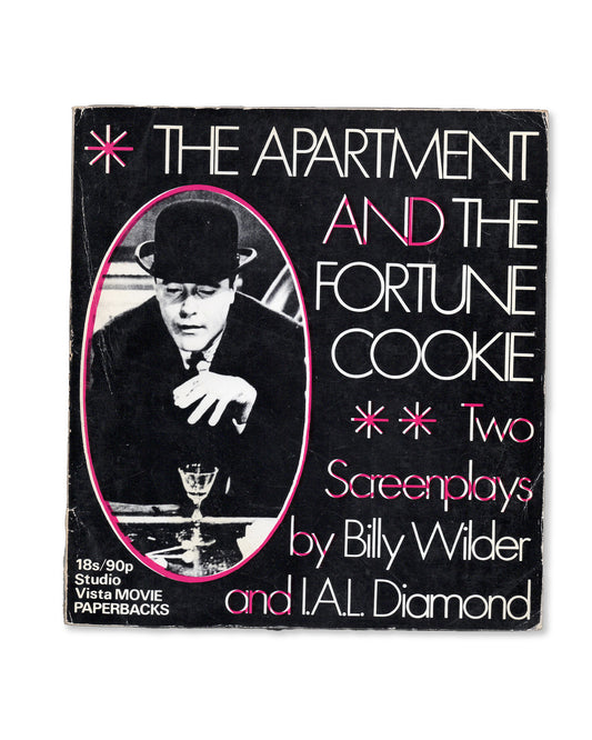 Cover of the book 'The Apartment and the Fortune Cookie' featuring two screenplays by Billy Wilder and I.A.L Diamond with a photo of Jack Lemmon on the cover