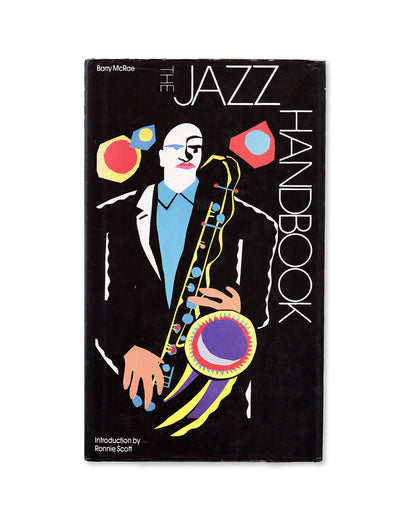 Book cover of 'The Jazz Handbook' with a stylized illustration of a saxophonist on a black background.