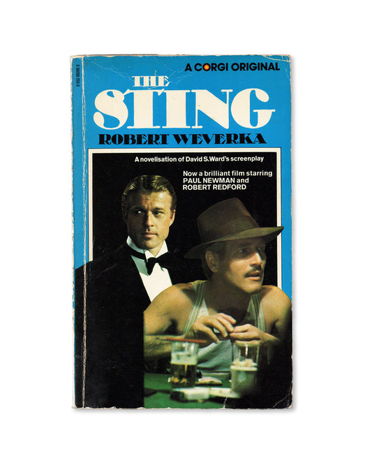 Book cover of 'The Sting' by Robert Weverca with a photo of Robert Redford and Paul Newman from the film.