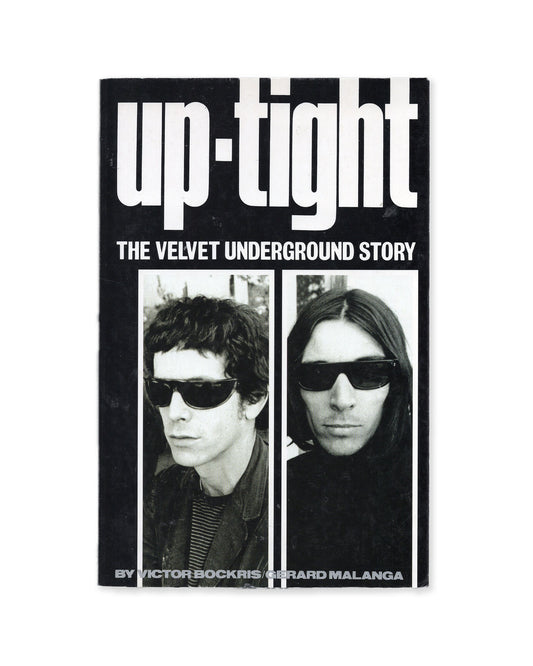 Book cover of 'Up-Tight: The Velvet Underground Story' with black and white portraits of Lou Reed and John Cale.