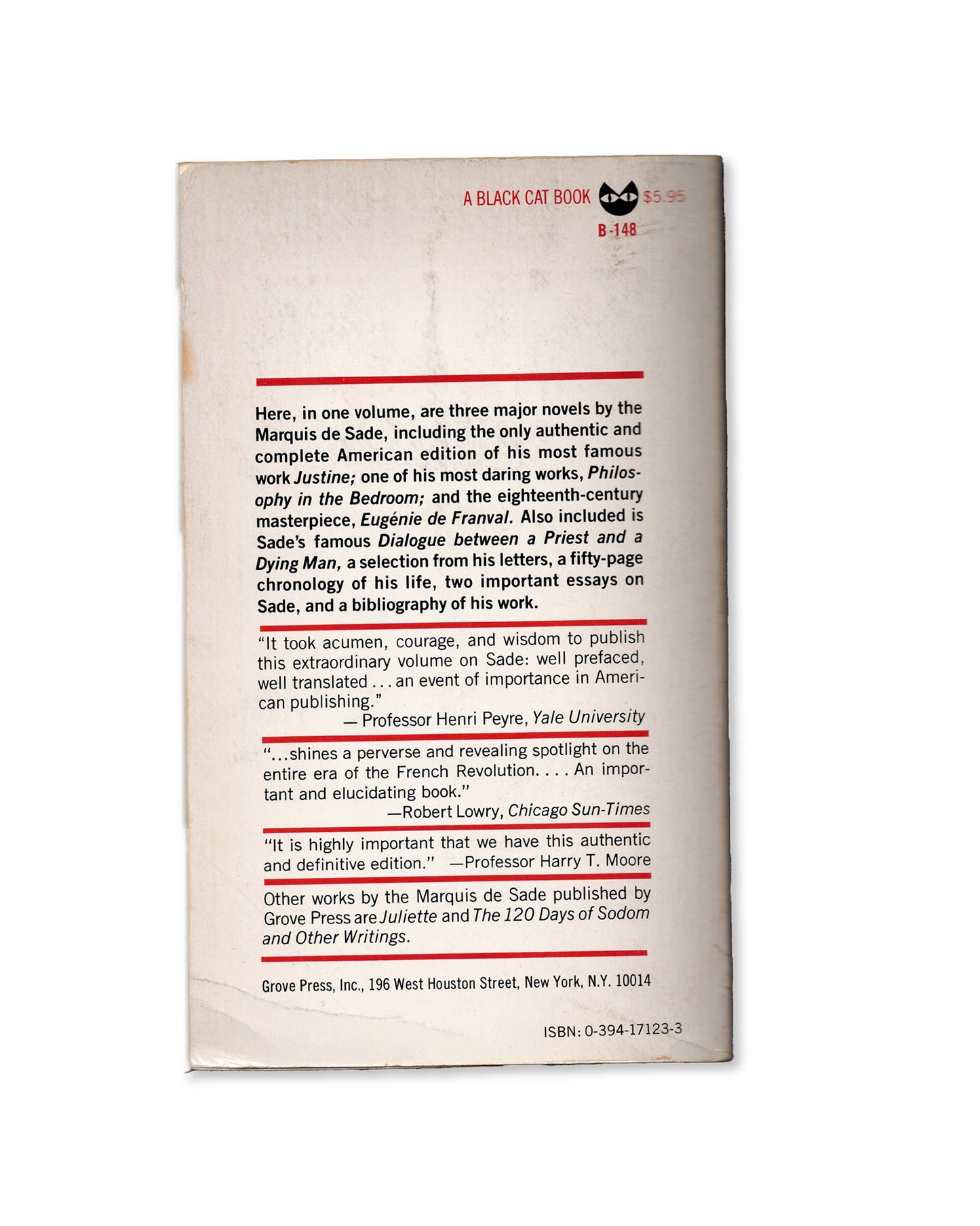 Three Complete novels: Justine, Philosophy in the Bedroom, Eugénie de Franval and other writings by The Marquis de Sade