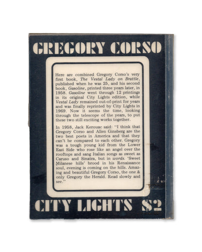 Gasoline and Vestal Lady by Gregory Corso
