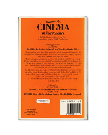 Cahiers Du Cinéma Volume 2: 1960's New Wave, New Cinema, Re-evaluating Hollywood by Jim Hillier