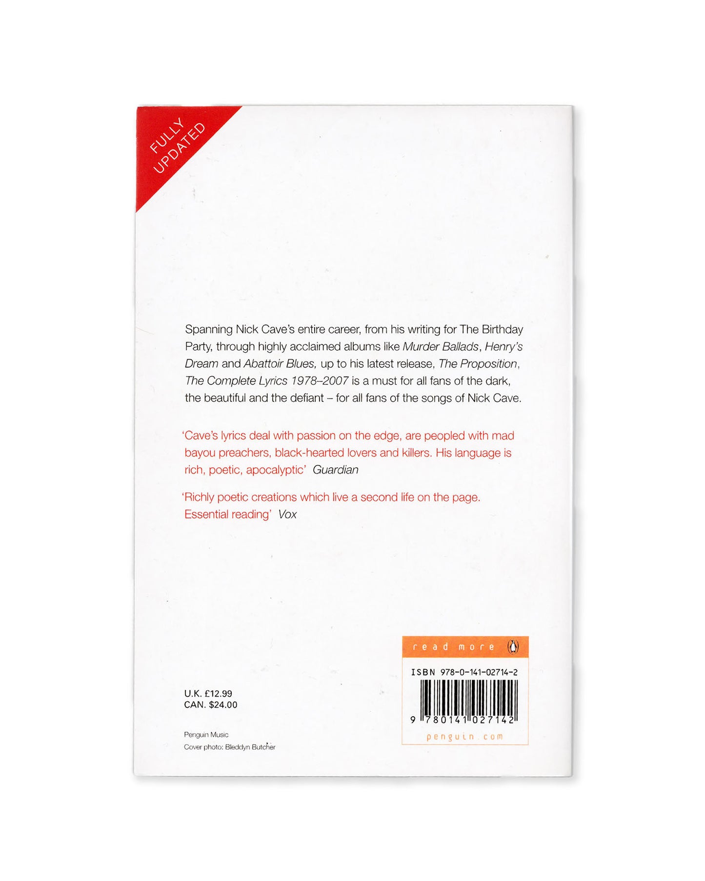 Nick Cave: The Complete Lyrics 1978-2007 (Signed)