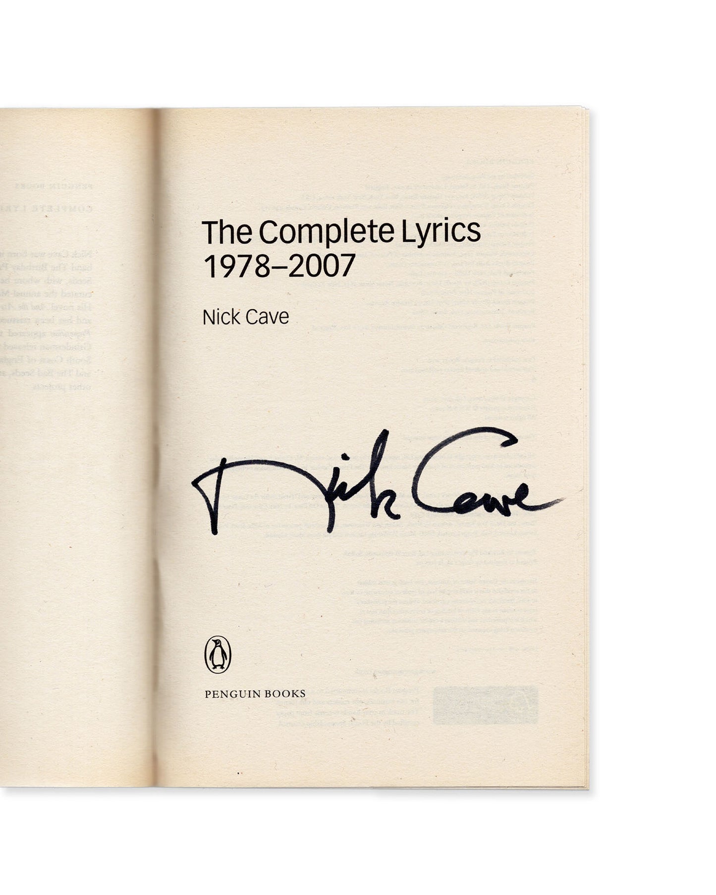 Nick Cave: The Complete Lyrics 1978-2007 (Signed)
